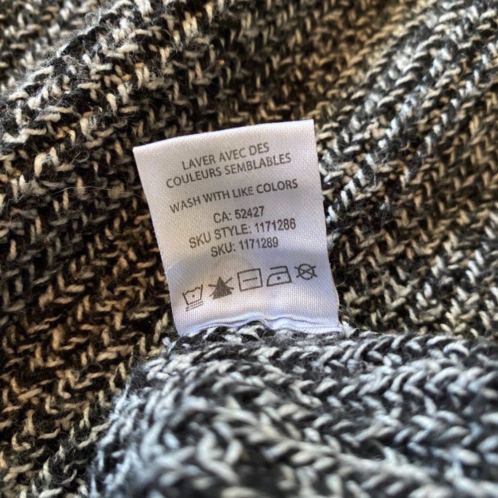 Chunky Black/White Speckled Pullover | Kodiak-Style Cuff Sweater | Relaxed Fit - Picture 9 of 13